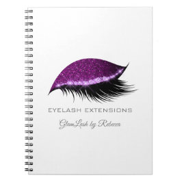 Lash Extension Lila Silver Makeup Glitter Anteckningsbok