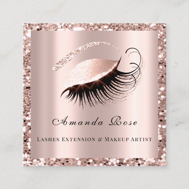 Lash Extension Makeup Artist Beauty Ro Glitter Tidsbeställning Kort (Framsida)