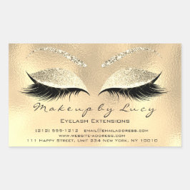 Lash Extension Makeup Beauty Champaigne Glitter Rektangulärt Klistermärke
