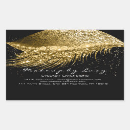 Lash Extension Makeup Beauty Guld Confetti Black Rektangulärt Klistermärke