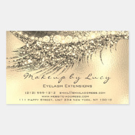 Lash Extension Makeup Beauty Guld Glam Glitter Rektangulärt Klistermärke