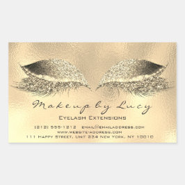 Lash Extension Makeup Beauty Guld Metall Glitter Rektangulärt Klistermärke