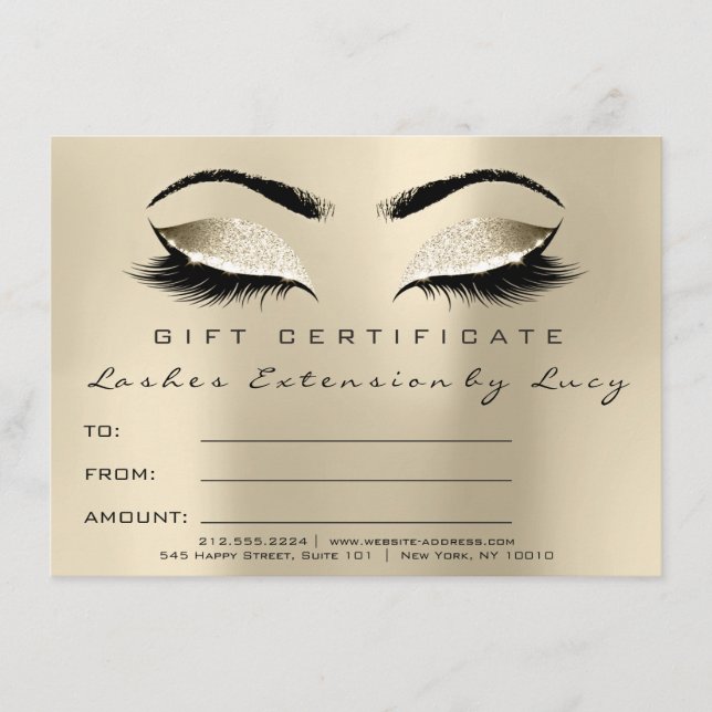 Lash Extension Makeup Certificate Gift Ivory (Framsida)