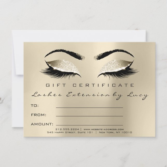 Lash Extension Makeup Certificate Gift Ivory (Framsida)