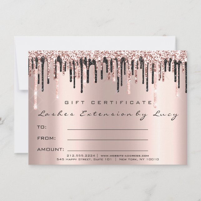 Lash Extension Makeup-certifikat Gift Glitter (Framsida)
