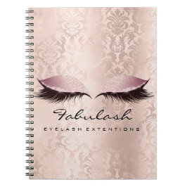 Lash Extension Öga Makeup Artist Damask Rosa Anteckningsbok