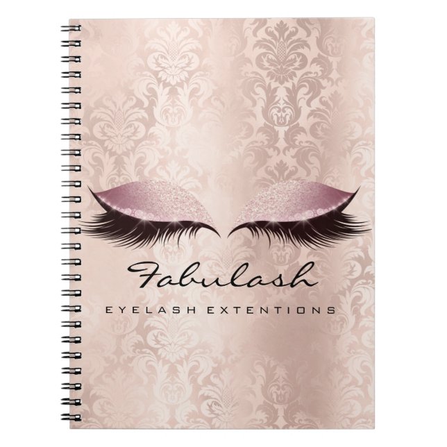 Lash Extension Öga Makeup Artist Damask Rosa Anteckningsbok (Framsidan)