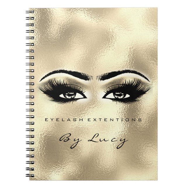 Lash Extension Öga Makeup Artist Glitter Guld Anteckningsbok (Framsidan)