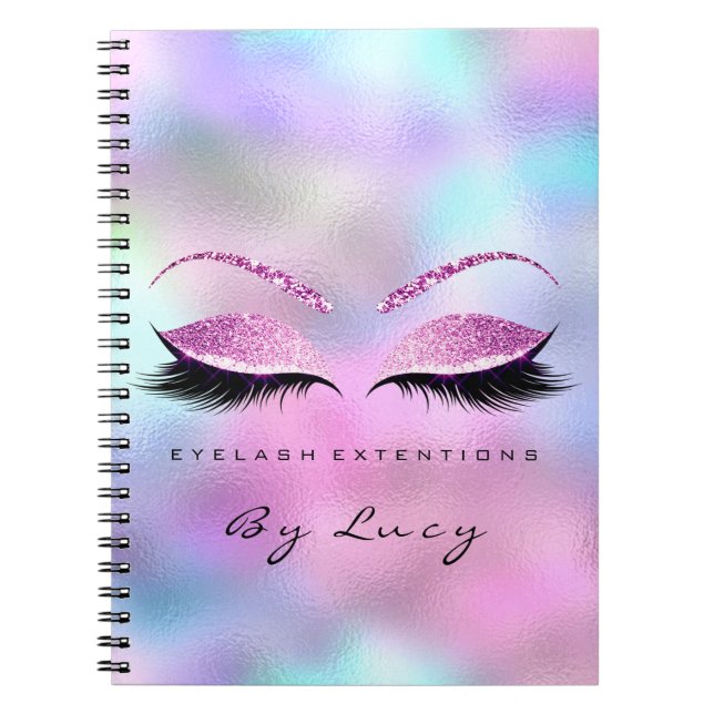 Lash Extension Öga Makeup Artist Glitter Rosa Anteckningsbok (Framsidan)