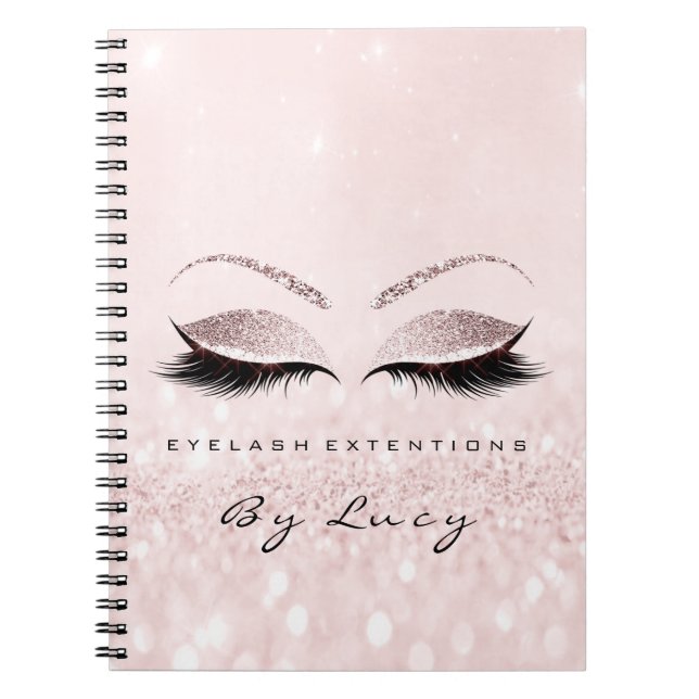 Lash Extension Öga Makeup Artist Glitter Rosa Anteckningsbok (Framsidan)