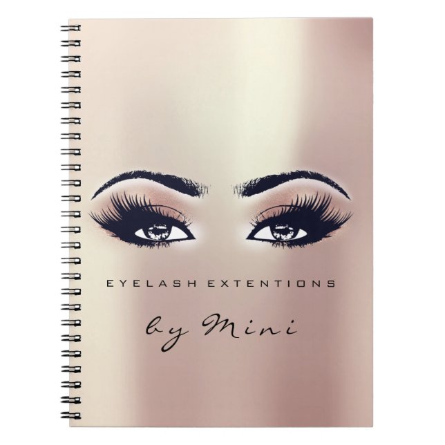 Lash Extension Öga Makeup Artist Rosa Peach Anteckningsbok Med Spiral (Framsidan)