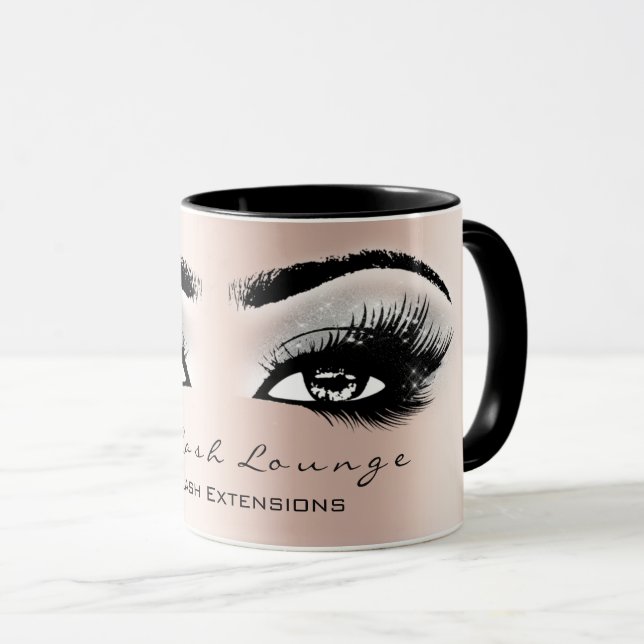 Lash Extension Öga Makeup Artist Studio Grått Ro Mugg (Framsida höger)