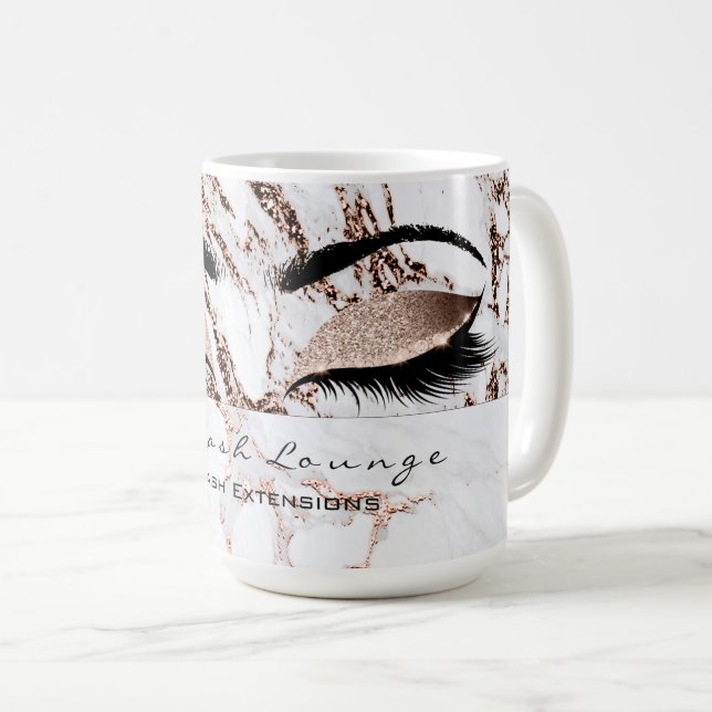 Lash Extension Öga Makeup Copper White Marble Kaffemugg (Framsida höger)