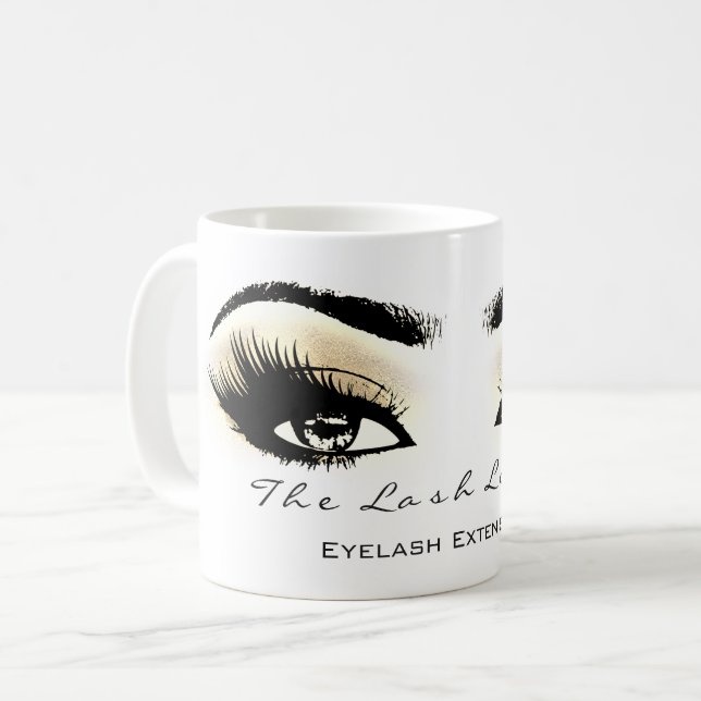 Lash Extension Öga Makeup Studio Champaigne Kaffemugg (Framsida vänster)