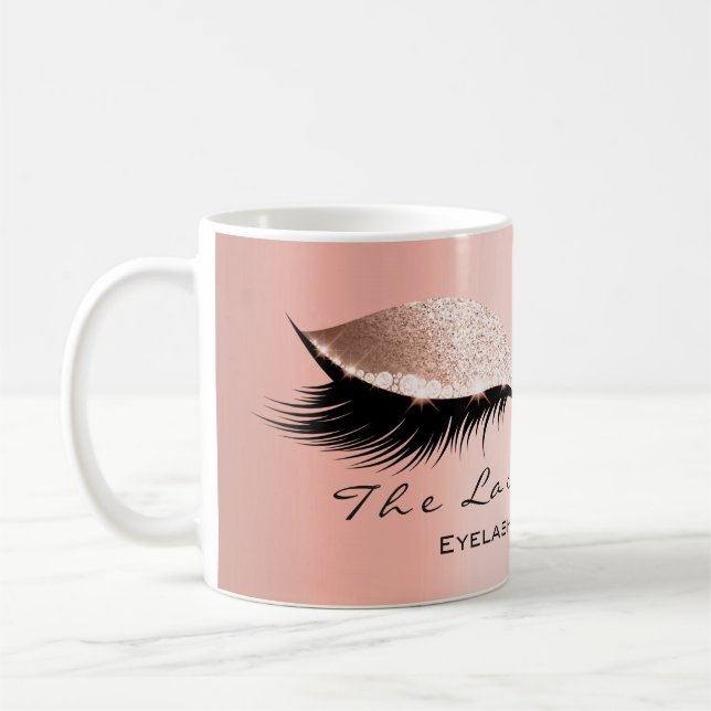 Lash Extension Öga Makeup Studio Glitter Coral Kaffemugg (Vänster)