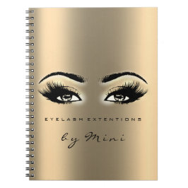 Lash Extension Ögon Makeup Artist Guld Sepia Anteckningsbok