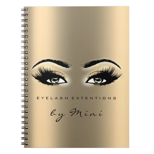 Lash Extension Ögon Makeup Artist Guld Sepia Anteckningsbok (Framsidan)