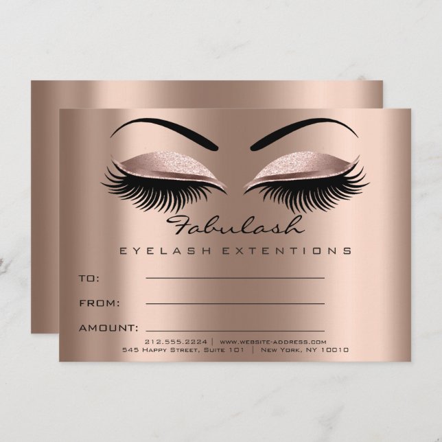 Lash Extension Ro Lux Makeup Certificate Gift Inbjudningar (Fram/baksida)