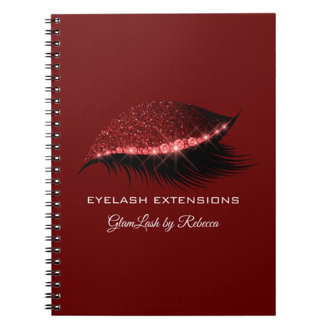 Lash Extension Silver Red Ögon Makeup Glitter Anteckningsbok (Framsidan)