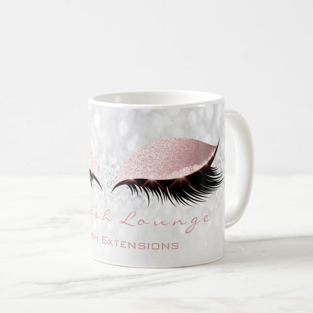 Lash Extension Studio Pastel Rosa Makeup Grått Kaffemugg (Framsida höger)