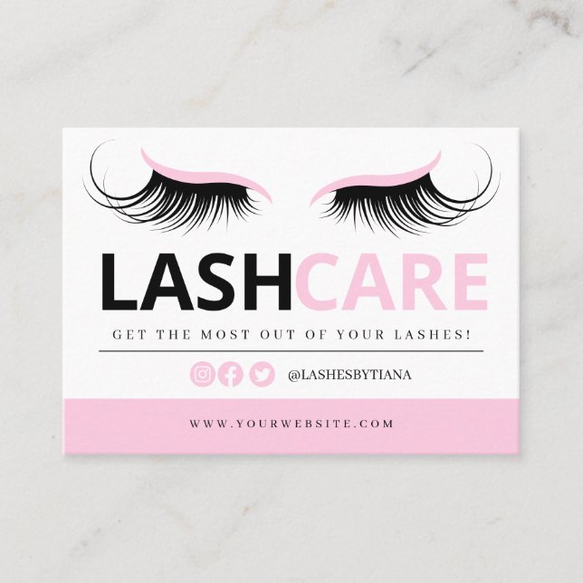 Lash Extensions Efterhandsinstruktioner Business C Visitkort (Framsida)