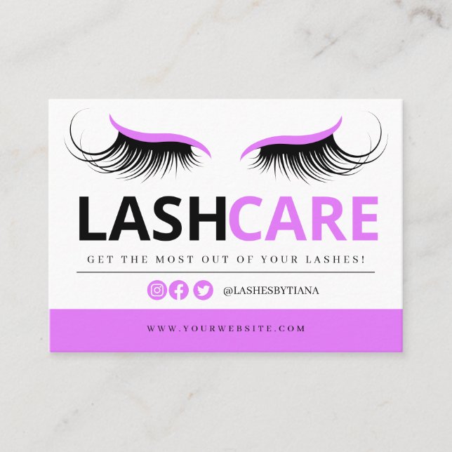 Lash Extensions Efterhandsinstruktioner Business C Visitkort (Framsida)