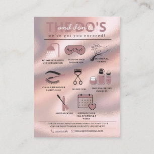 Lash Extensions Efterhandsinstruktioner Business C Visitkort