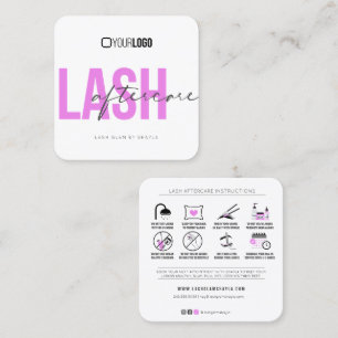 Lash Extensions Efterhandsinstruktioner Fuchsia Fyrkantigt Visitkort