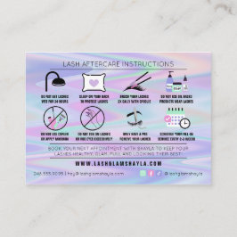 Lash Extensions Efterhandsinstruktioner Holografi Visitkort