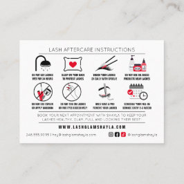 Lash Extensions Efterhandsinstruktioner Möte Visitkort