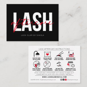 Lash Extensions Efterhandsinstruktioner Möte Visitkort
