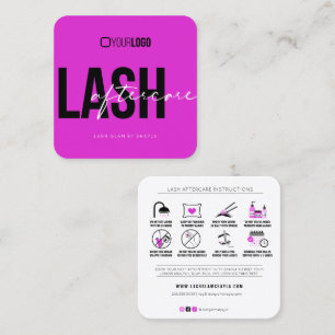 Lash Extensions Efterhandsinstruktioner Shock rosa Fyrkantigt Visitkort