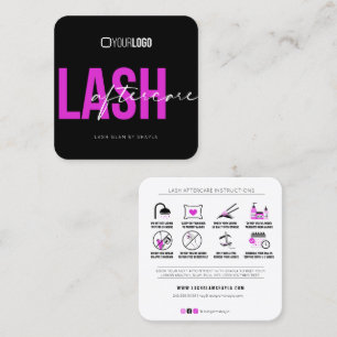 Lash Extensions Efterhandsinstruktioner Shock rosa Fyrkantigt Visitkort