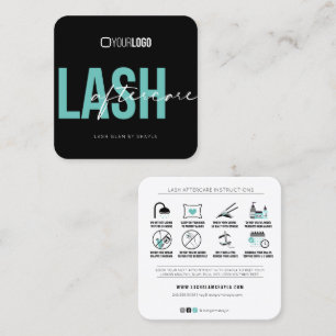 Lash Extensions Efterhandsinstruktioner Square Bus Fyrkantigt Visitkort