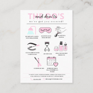 Lash Extensions Efterhandsinstruktioner Visitkort