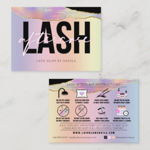 Lash Extensions Eftervård Holografiskt regnbåge Visitkort