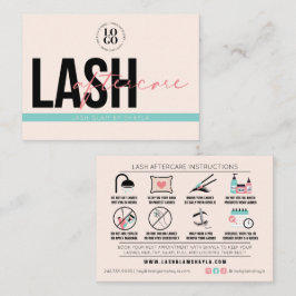 Lash Extensions Eftervård Instruction Care Cards Visitkort