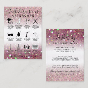 Lash Extensions för ro Rosa Glitter Efterbehandlin Visitkort