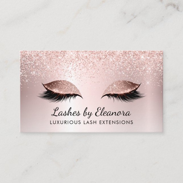 Lash Extensions för  Rosa Glitter vid ro Guld Visitkort (Framsida)