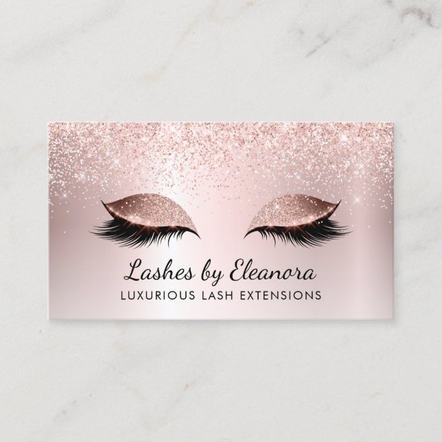 Lash Extensions för  Rosa Glitter vid ro Guld Visitkort (Framsida)