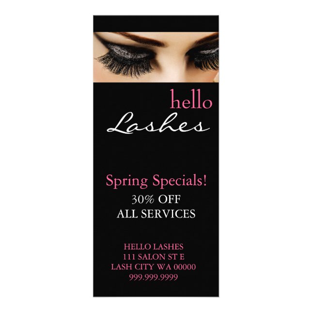 Lash Extensions Makeup Artist Salon Flyer Menu Reklamkort (Framsidan)