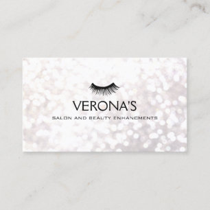 Lash Extensions White Bokeh Visitkort