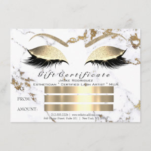 Lash ExtensionWhite Guld Marble Certificate Gift Inbjudningar