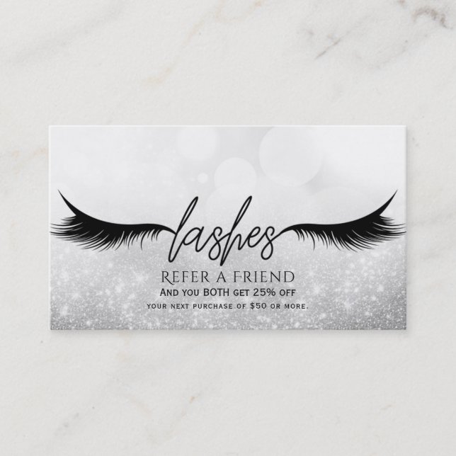 Lash Eyelash Extensions Silver Reflekterar en vän Rabattkort (Framsida)