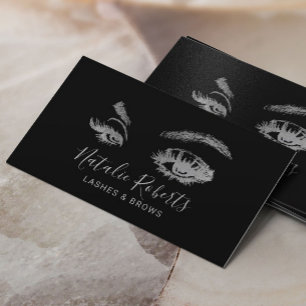 Lash Eyelash Makeup Artist Elegant Black Salon Visitkort