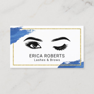Lash Eyelash Makeup Artist Navy Push Stroke Visitkort
