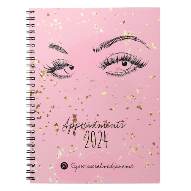 Lash-filnamnstillägg Lash Guld Glitter avtalade ti Anteckningsbok (Framsidan)