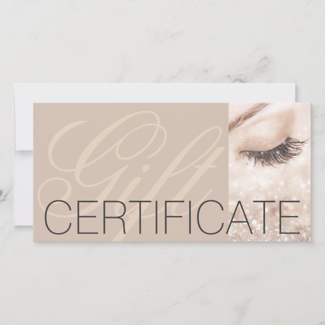 Lash Gift Certificate Beige Cream Tack Kort (Framsida)