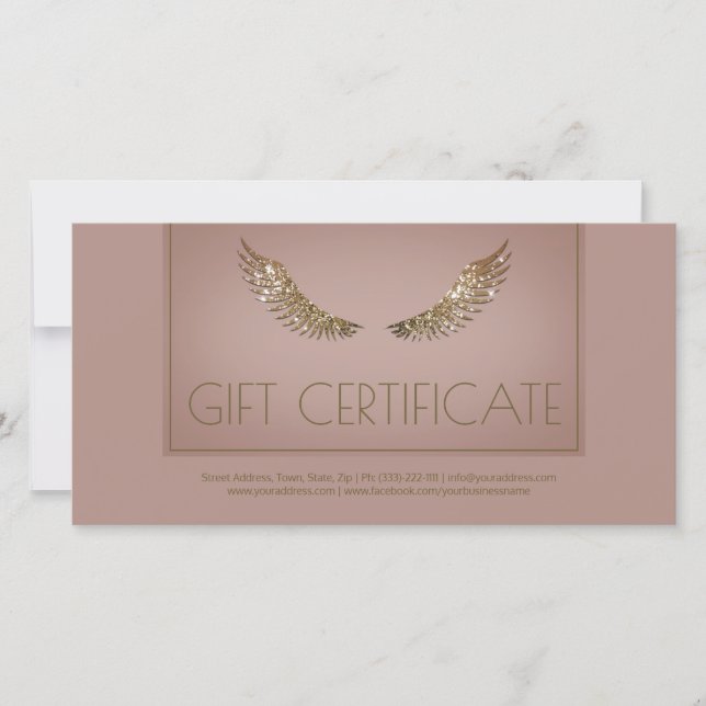 Lash Gift Certificate Golden Vingar Tack Kort (Framsida)