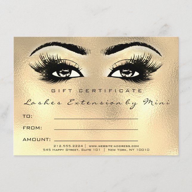 Lash Glass Guld Makeup Certificate Gift (Framsida)